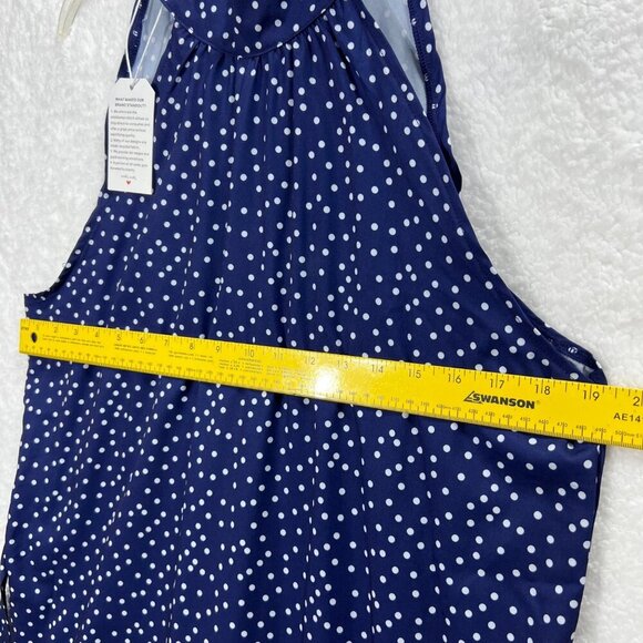 NWT Made With Love Women XL Navy Polka Dot Tiered Ruffled Maxi Dress Flowy Retro - Picture 11 of 16